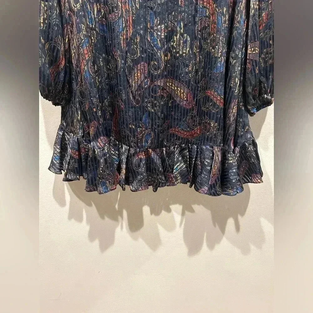 MAJE Riley Ruffled Paisley-Print Mini Dress / Size 2 / - Picture 4 of 13